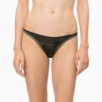 Dámské tanga D3445E-8VX zeleno-černá – Calvin Klein