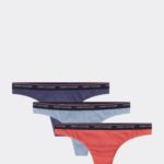 Tanga 3pcs UW0UW00048-076 červenomodrá – Tommy Hilfiger