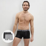 Pánské boxerky 2ks DIM COTTON 3D FLEX AIR BOXER 2x – DIM – šedá