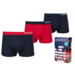 Pánské boxerky 3 pack 111357 2F728 78635 tm.modrá/červená – Emporio Armani