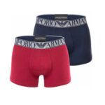 Pánské boxerky 2pack 111769 2F720 61735 tm.modrá/vínová – Emporio Armani