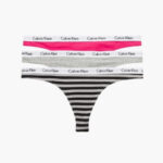 Dámské tanga 3pcs QD3587E 658 Vícebarevná – Calvin Klein