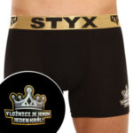 Pánské boxerky Styx / KTV long sportovní guma černé – zlatá guma (UTZK960)