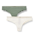 Dámské brazilské kalhotky 2 pack 163337 1A223 – 75910 – zelená/bílá – Emporio Armani